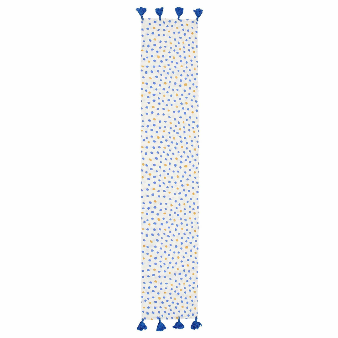 Bohemian Linens Dot Blue/Gold Runner