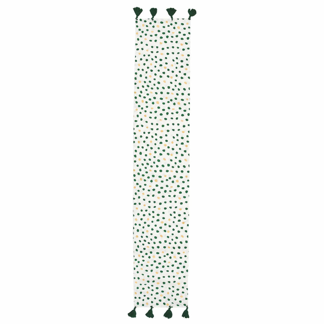 Bohemian Linens Dot Green/Gold Runner