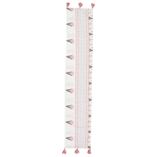 Bohemian Linens Gray/Pink Runner