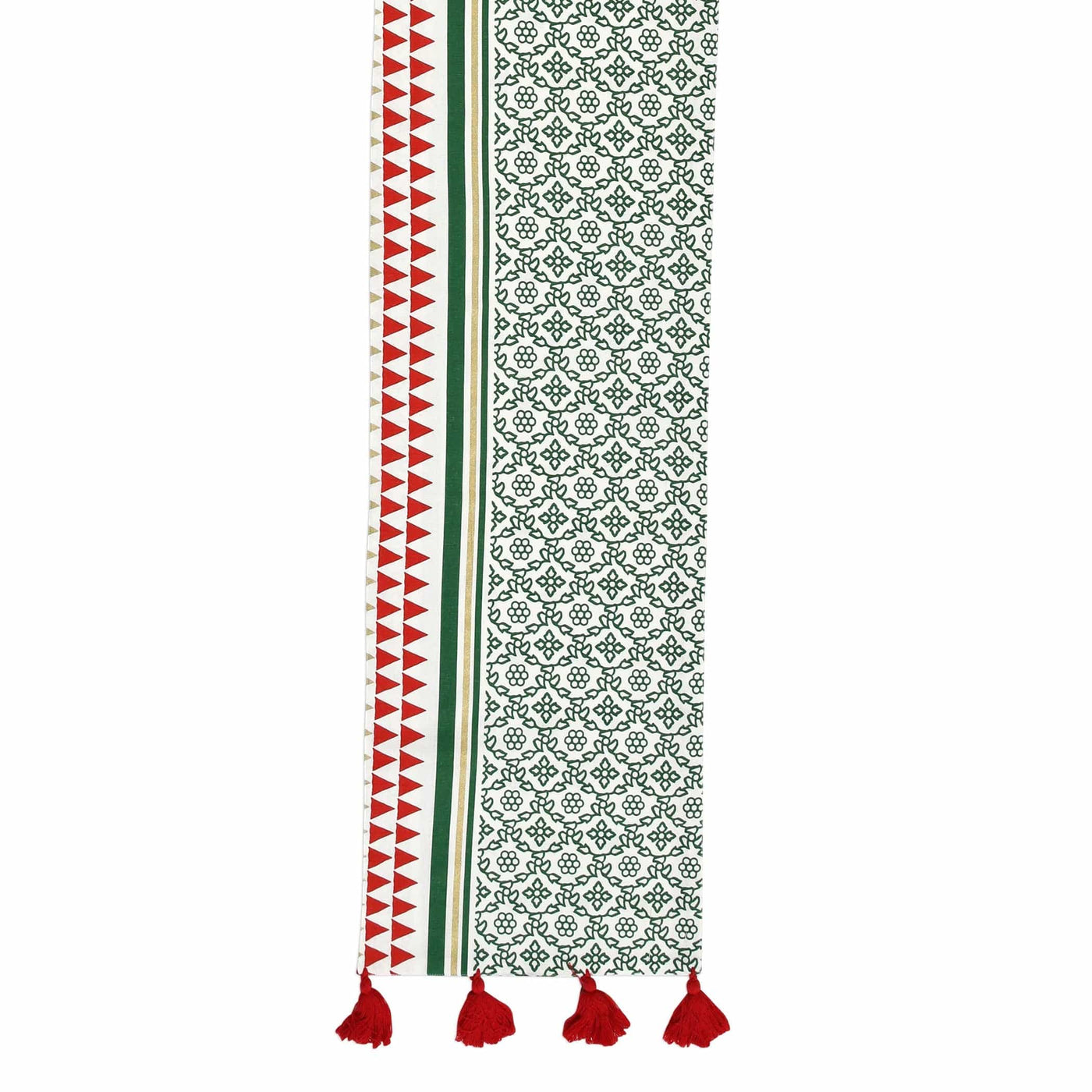 Bohemian Linens Tree Green/Gold Runner