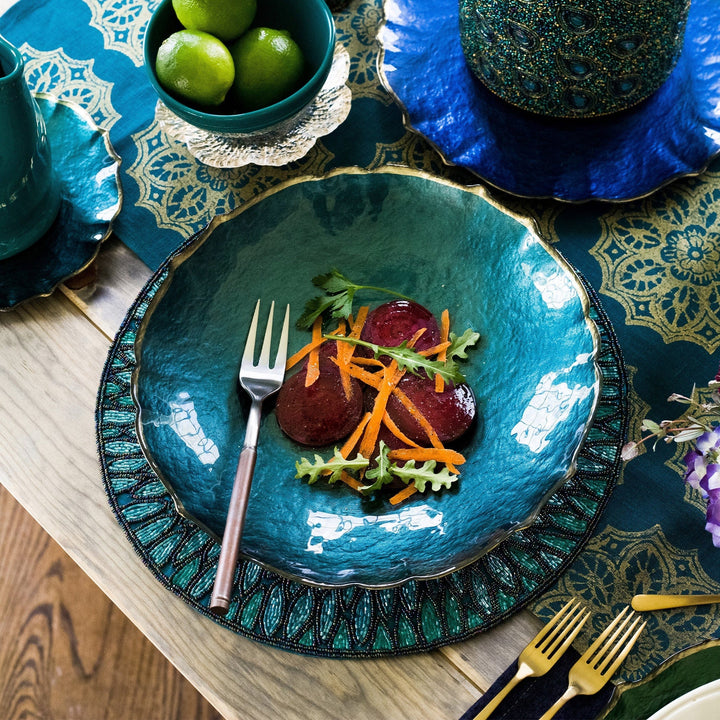 Baroque Glass Teal Salad Plate