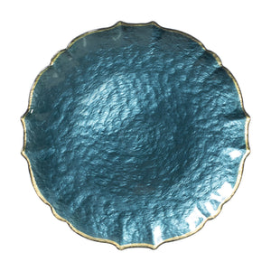 Baroque Glass Teal Service Plate/Charger