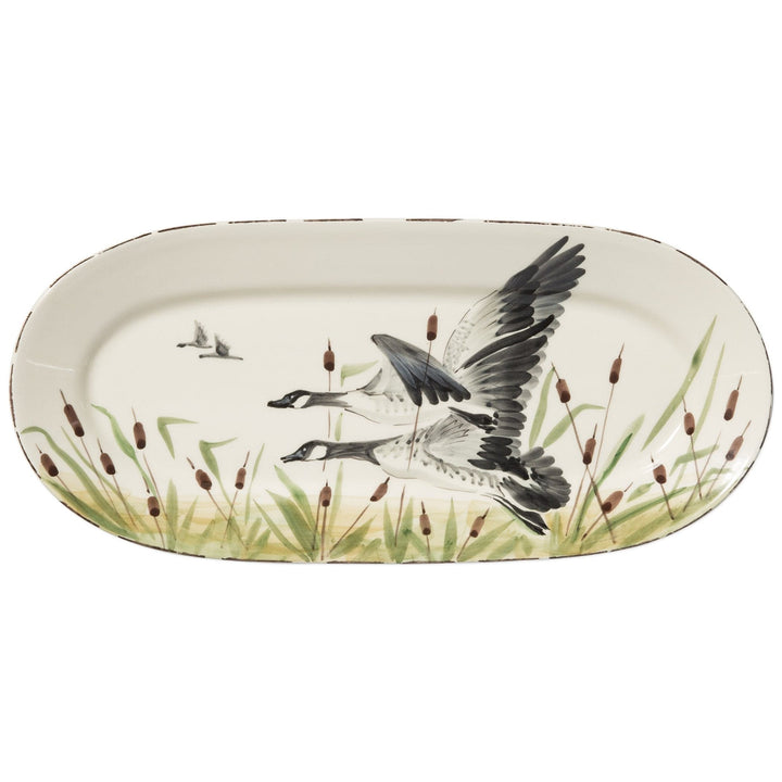 Wildlife Geese Small Oval Platter Handpainted