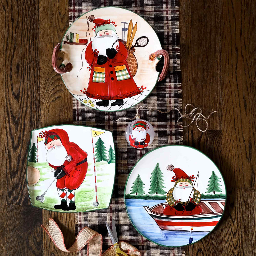 Old St. Nick Round Platter - Fishing Alternate View2