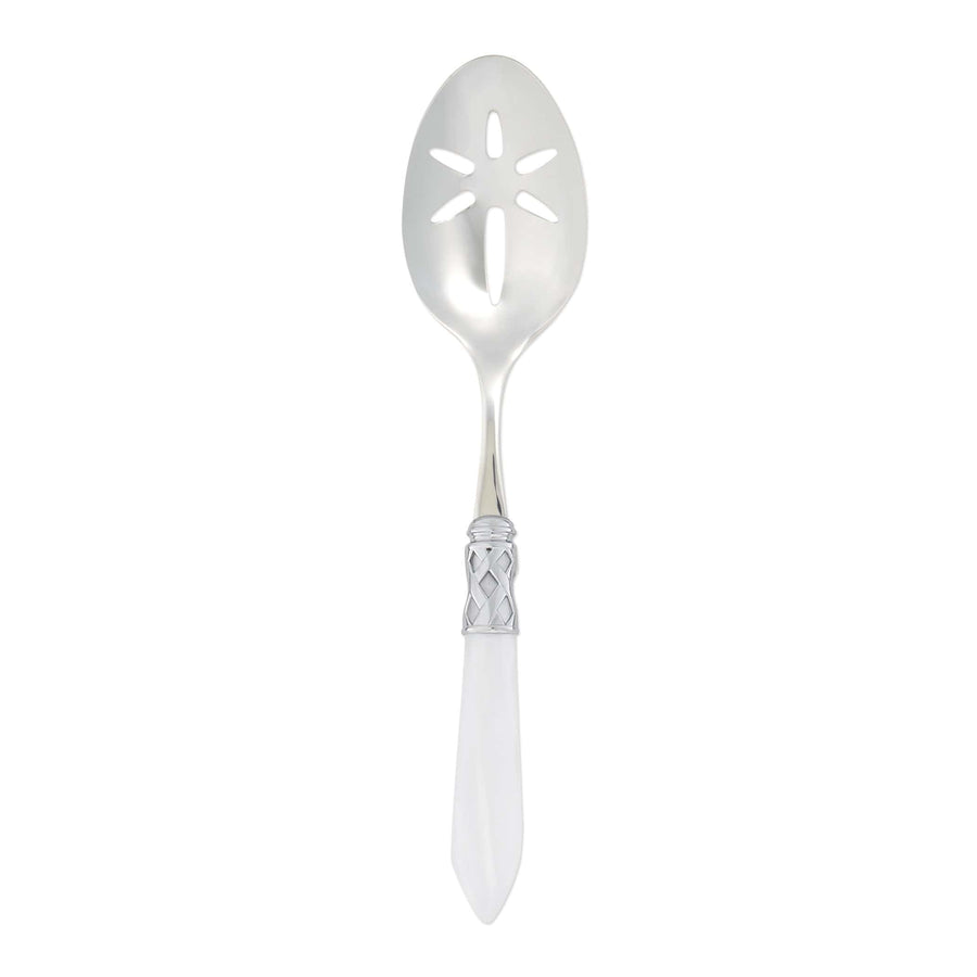 Aladdin Brilliant White Slotted Serving Spoon by VIETRI