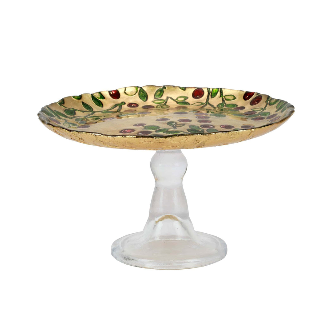 Cranberry Glass Small Cake Stand