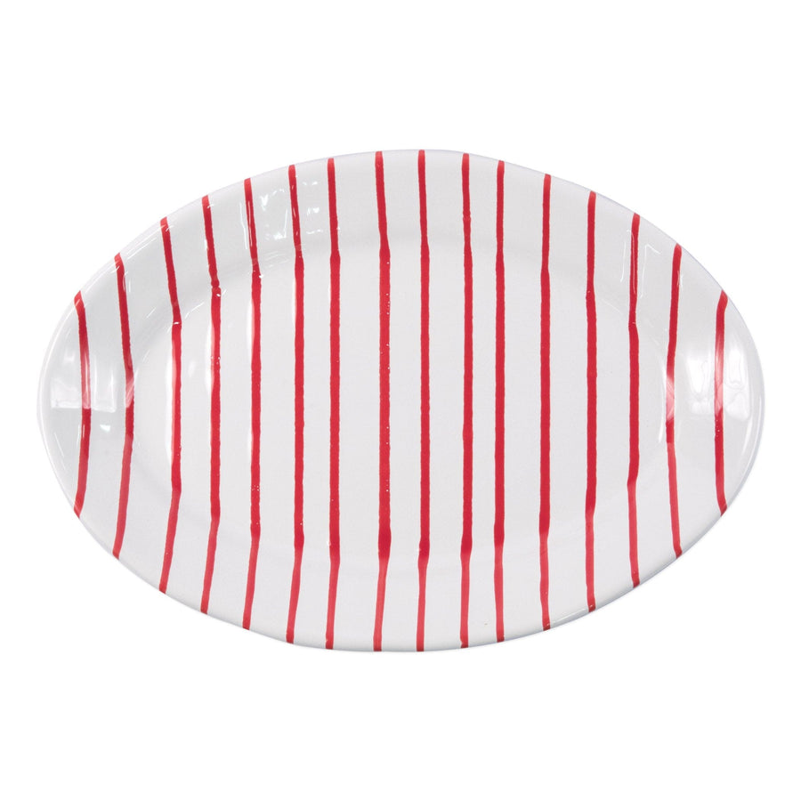 Stripe Red Small Oval Platter by VIETRI