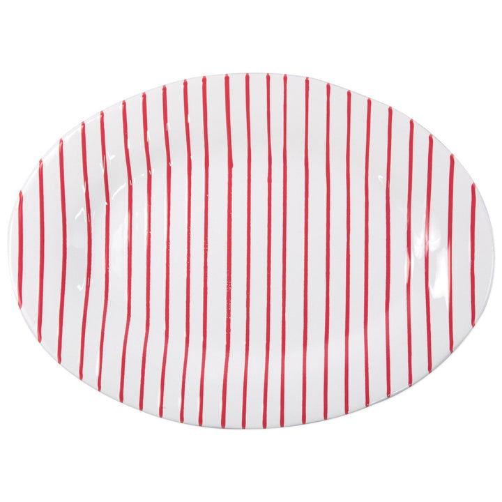 Stripe Red Medium Oval Platter by VIETRI