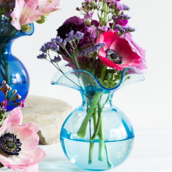 Hibiscus Glass Aqua Bud Vase