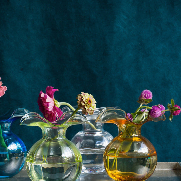 Hibiscus Glass Green Bud Vase