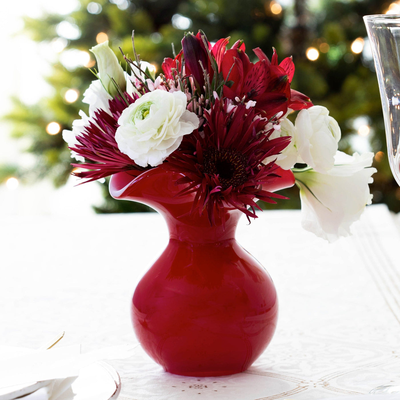 Hibiscus Glass Red Bud Vase