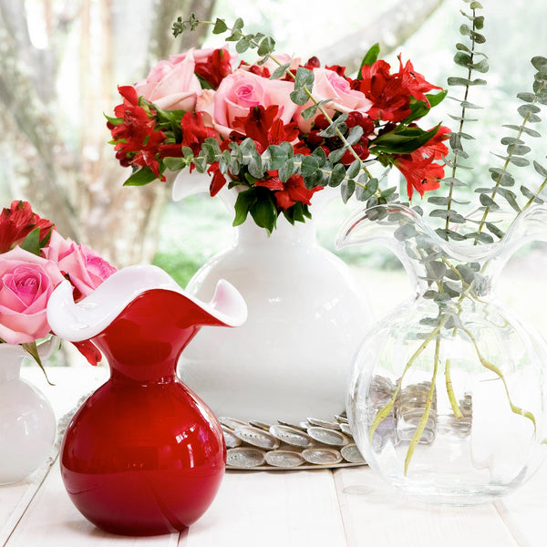 Hibiscus Glass Red Small Fluted Vase