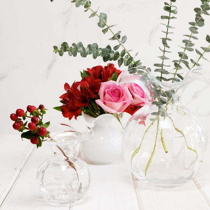 Hibiscus Glass White Small Fluted Vase