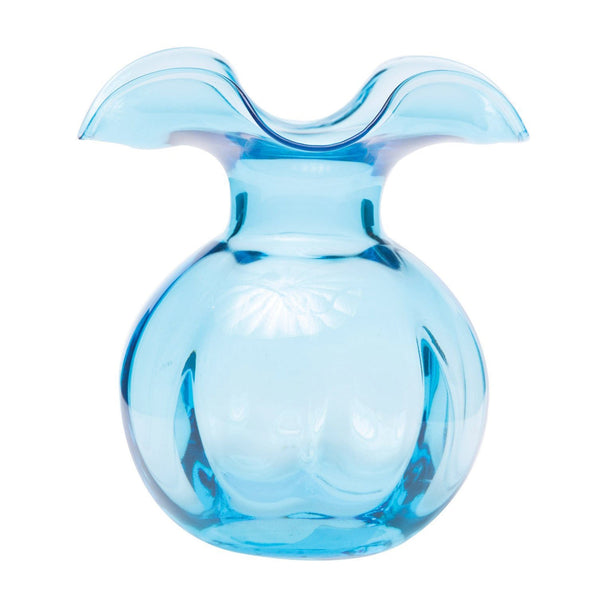 Hibiscus Glass Aqua Medium Fluted Vase