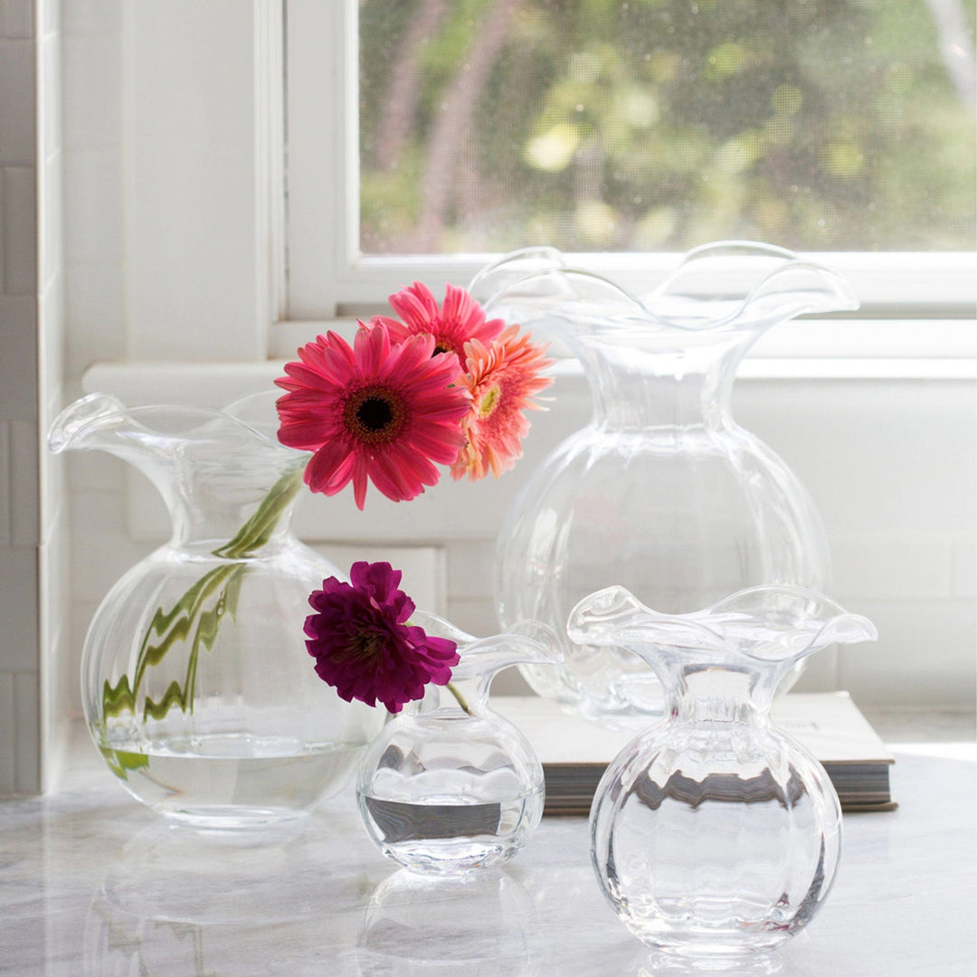 Hibiscus Glass Clear Large Fluted Vase