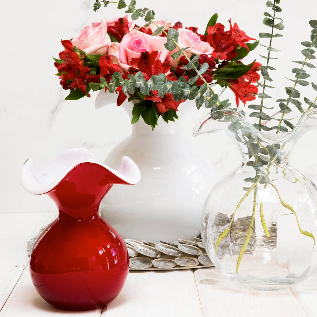 Hibiscus Glass White Large Fluted Vase