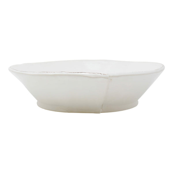 Lastra White Large Shallow Serving Bowl by VIETRI