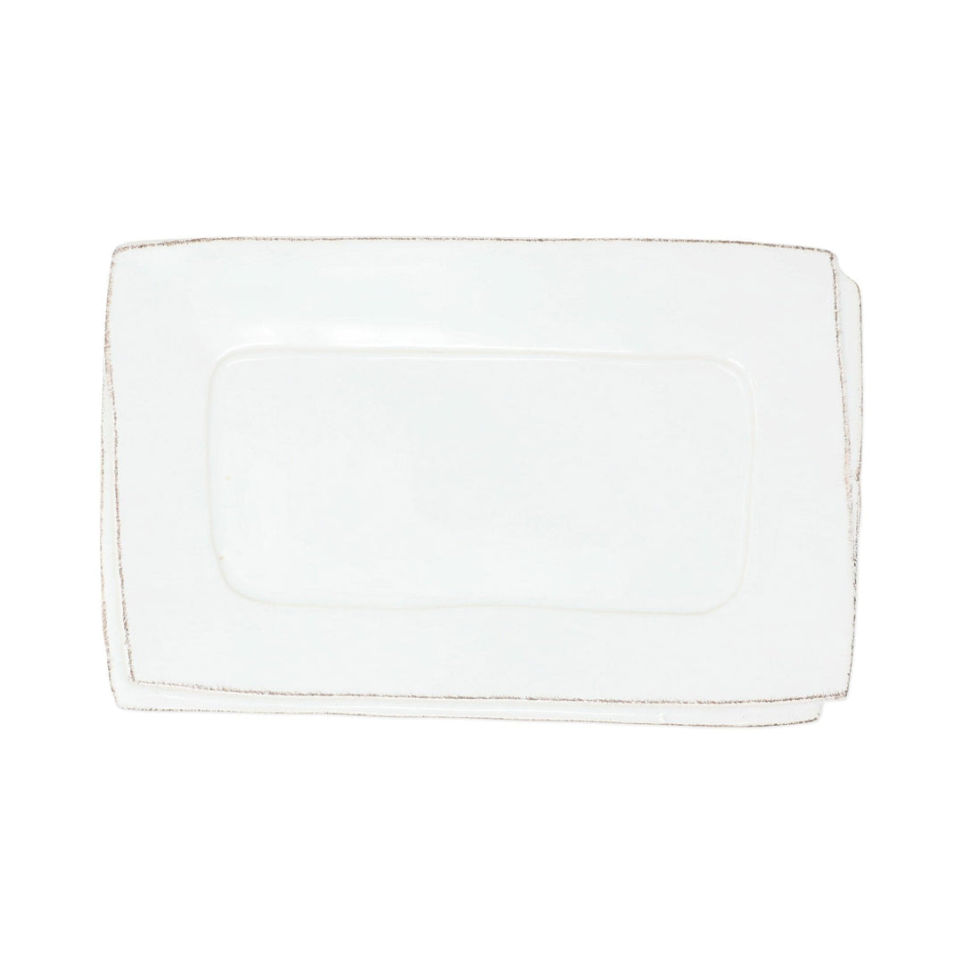 Lastra White Small Rectangular Tray by VIETRI