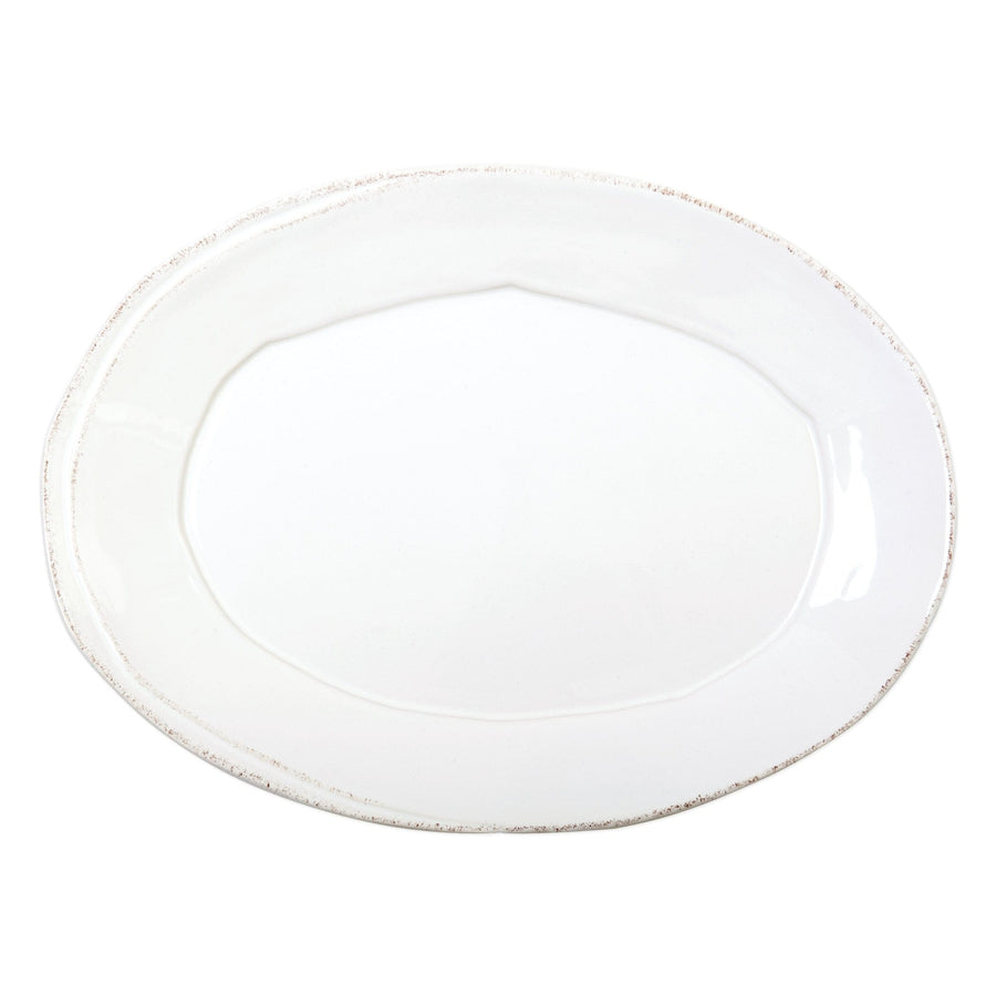 Lastra White Small Oval Platter by VIETRI