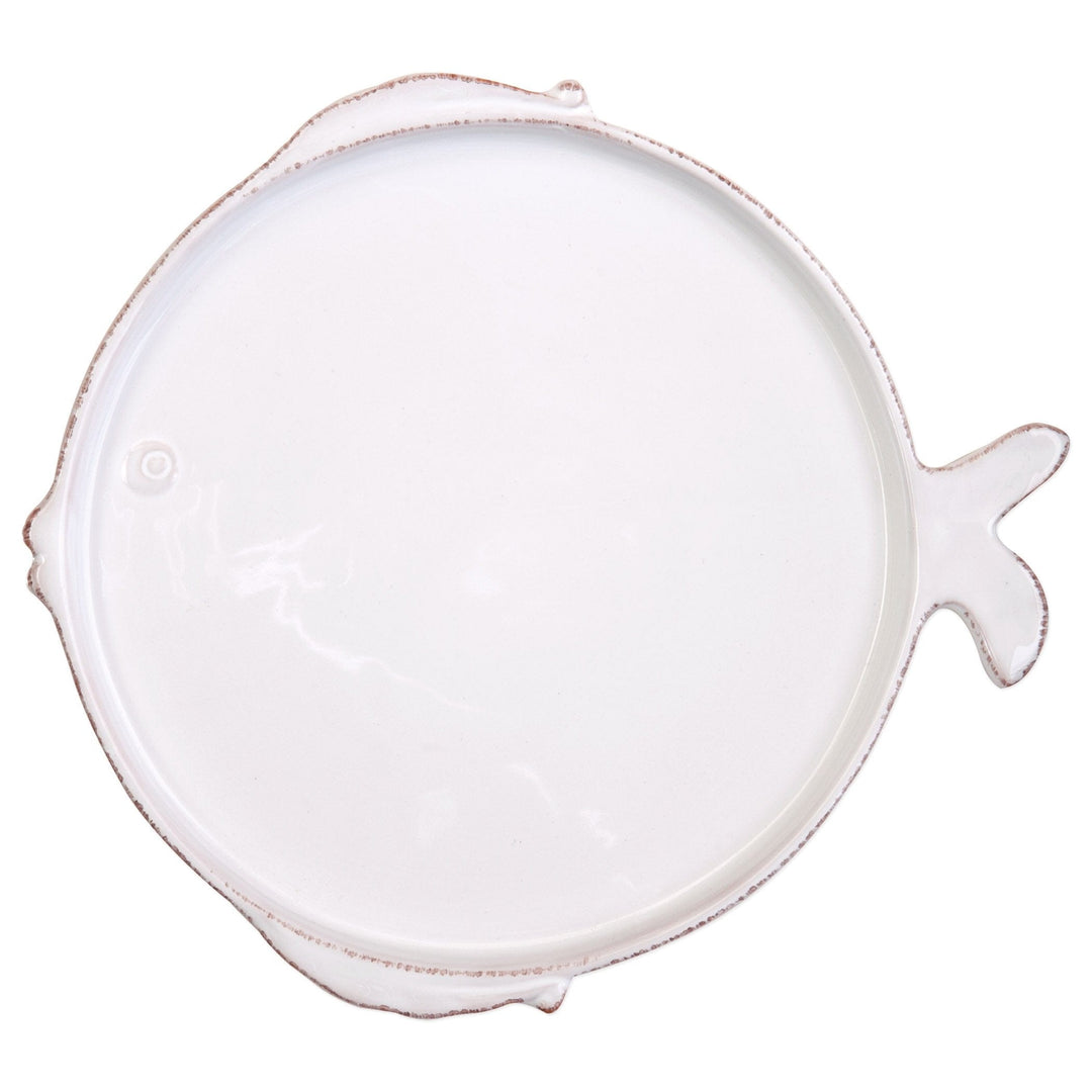 Melamine Lastra Fish White Dinner Plate by VIETRI