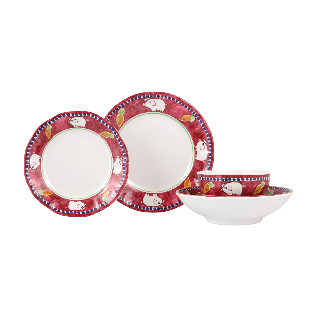 Melamine Campagna Porco Four-Piece Place Setting