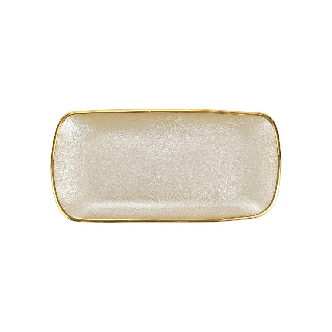 Metallic Glass Rectangular Tray