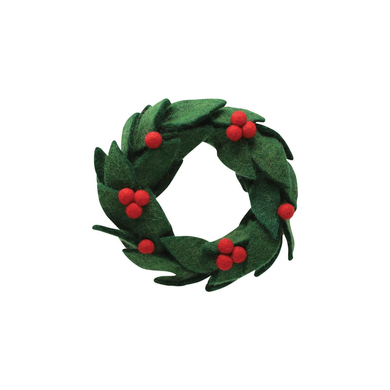 Ornaments Felt Wreath w/ Red Berries Ornament