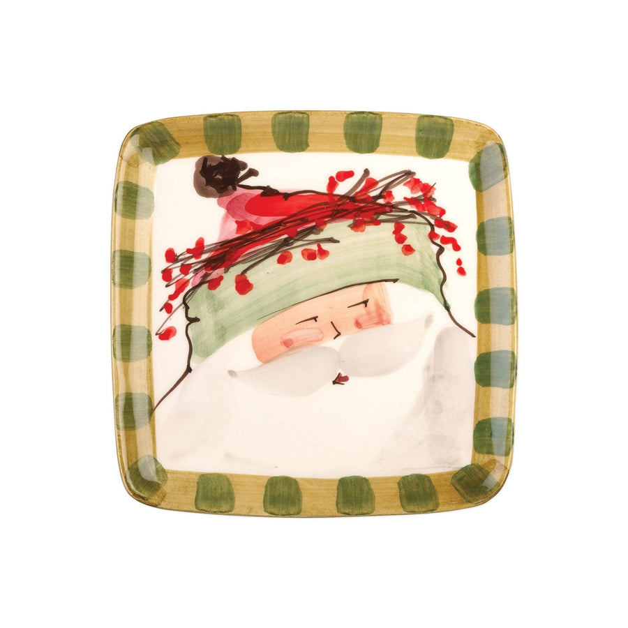 Old St. Nick Square Salad Plate - Green Hat