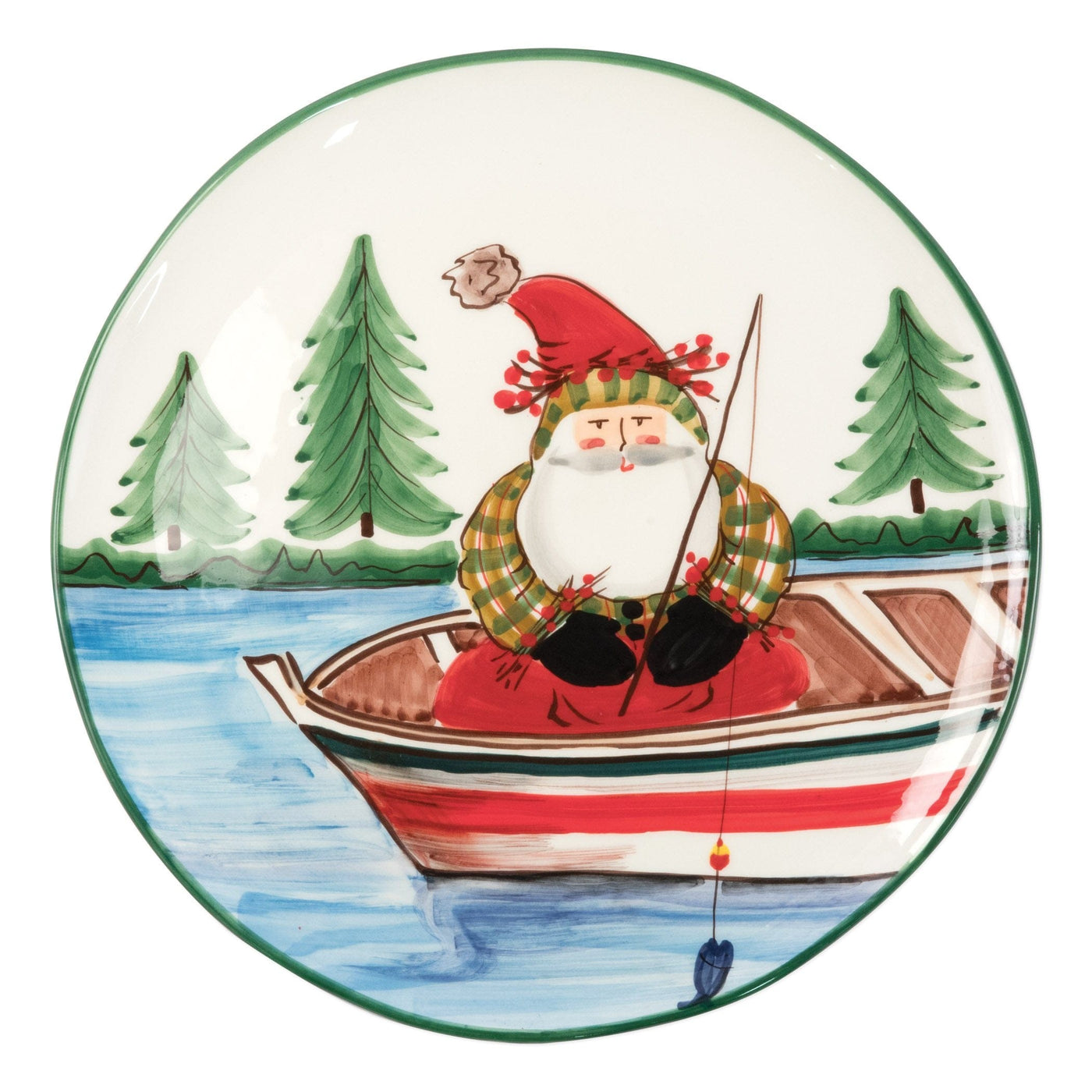 Old St. Nick Round Platter - Fishing