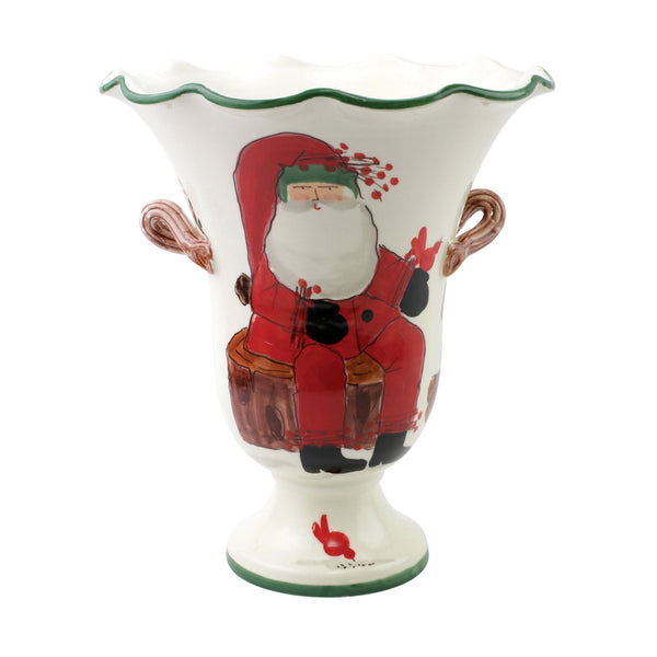 Old St. Nick Large Footed Cachepot w/ Campfire by VIETRI