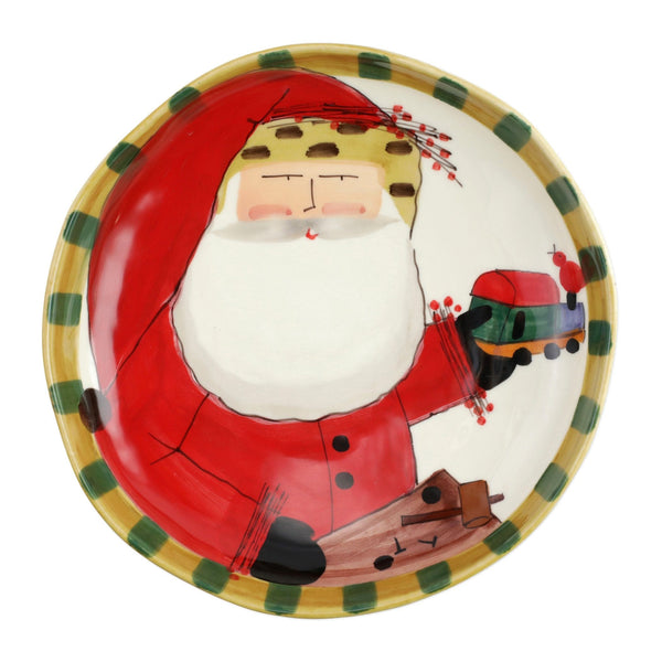 Old St. Nick Round Shallow Bowl w/ Train by VIETRI