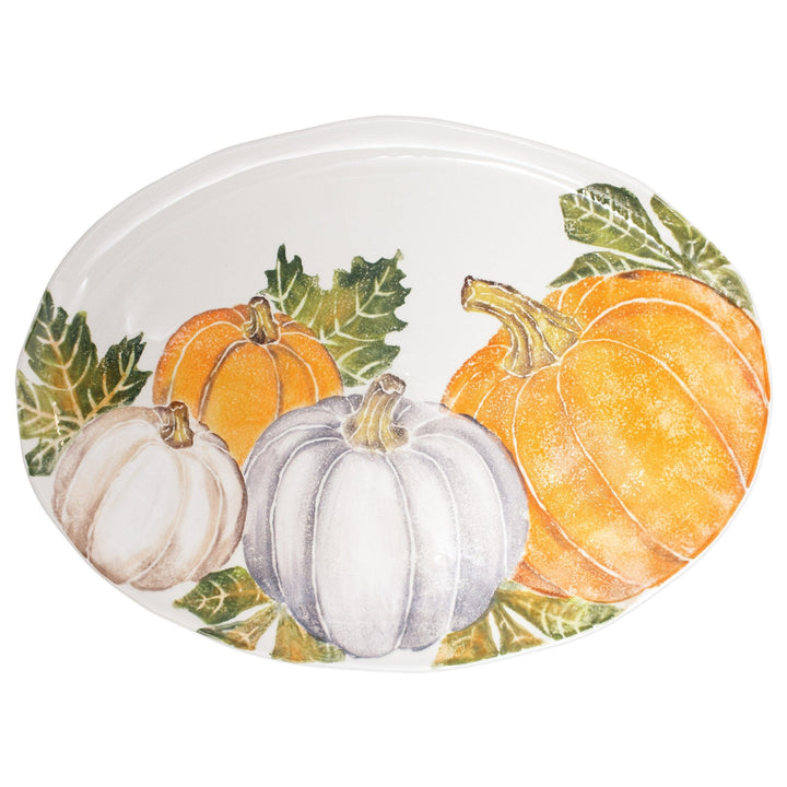 Pumpkins Large Oval Platter w/ Assorted Pumpkins by VIETRI