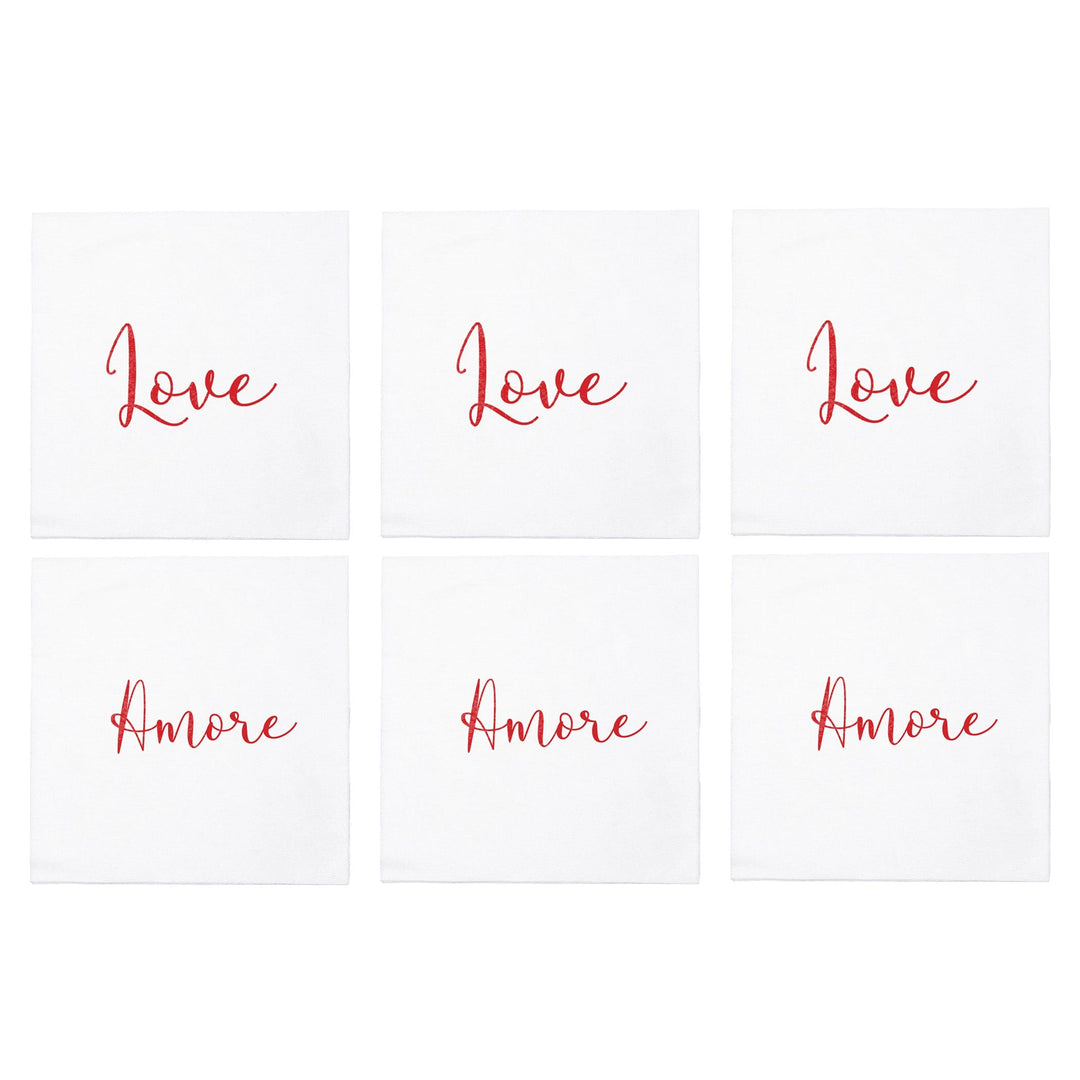 Papersoft Napkins Love/Amore Cocktail Napkins (Pack of 20) - Set of 6