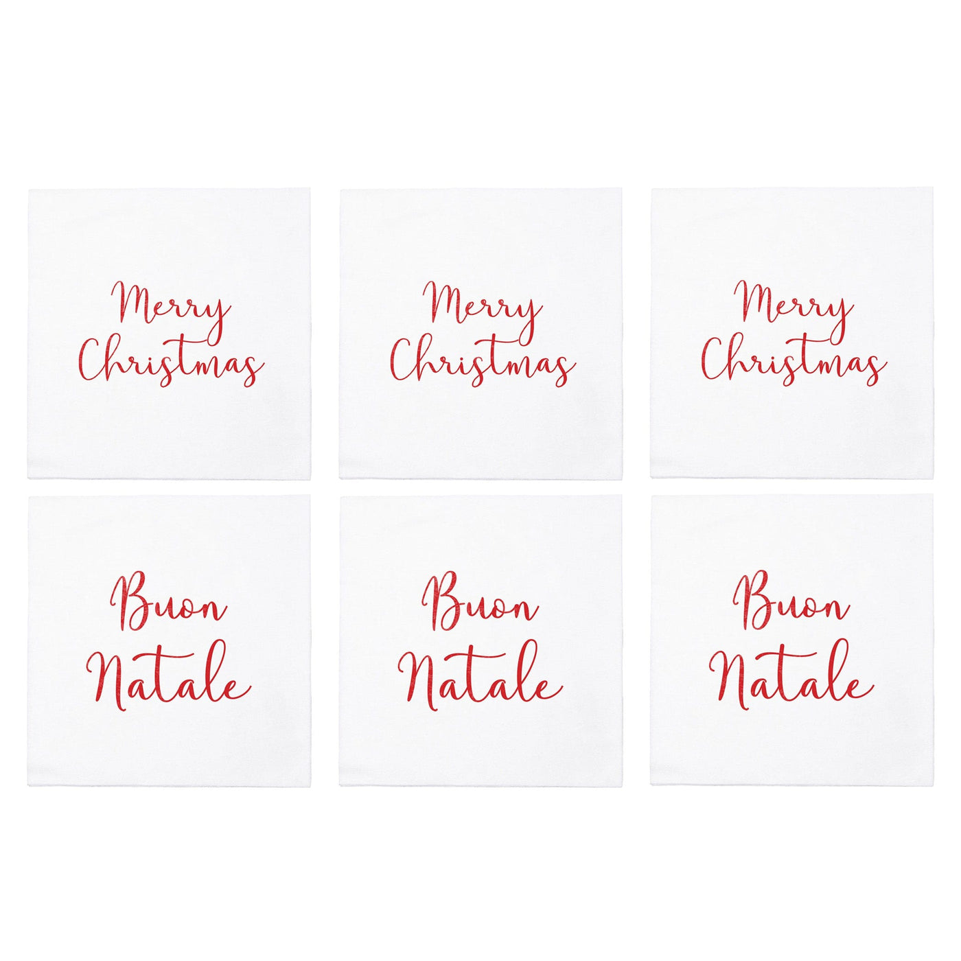 Papersoft Napkins Merry Christmas/Buon Natale Cocktail Napkins (Pack of 20) - Set of 6