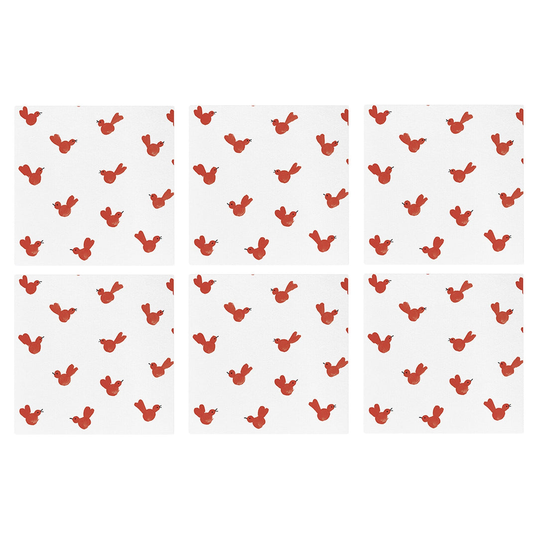 Papersoft Napkins Red Bird Cocktail Napkins (Pack of 20) - Set of 6