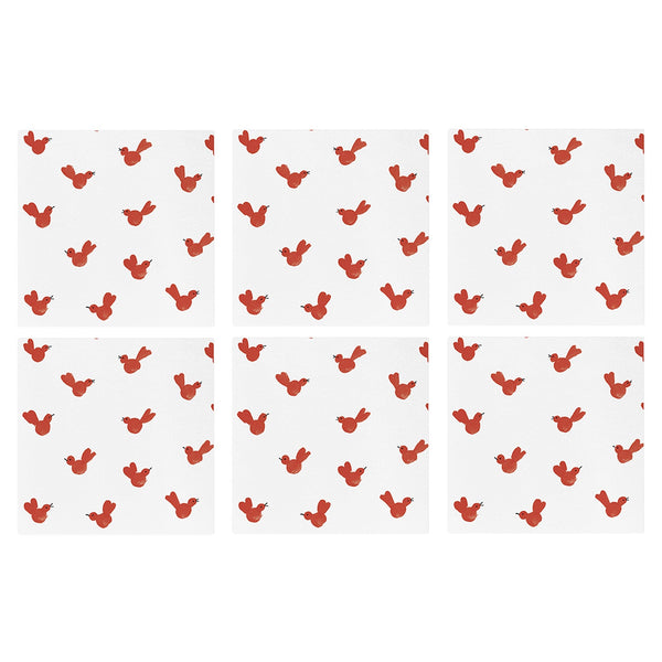 Papersoft Napkins Red Bird Cocktail Napkins (Pack of 20) - Set of 6