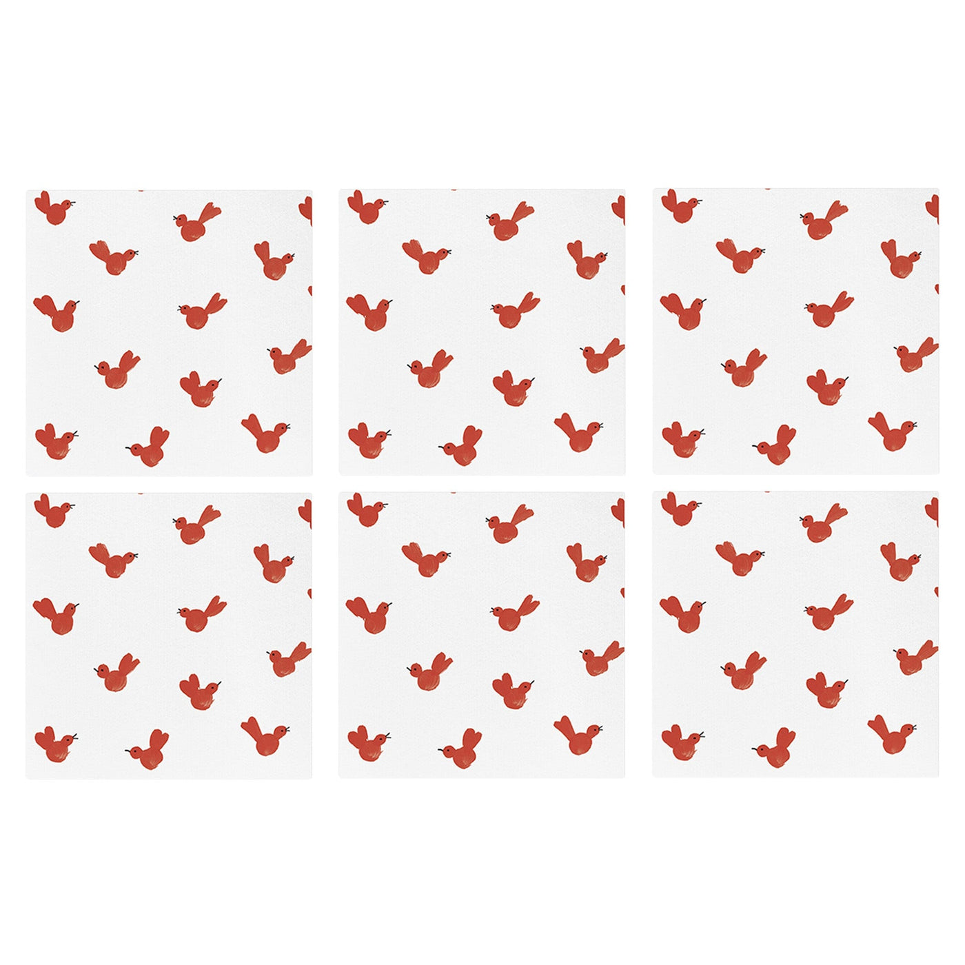 Papersoft Napkins Red Bird Cocktail Napkins (Pack of 20) - Set of 6