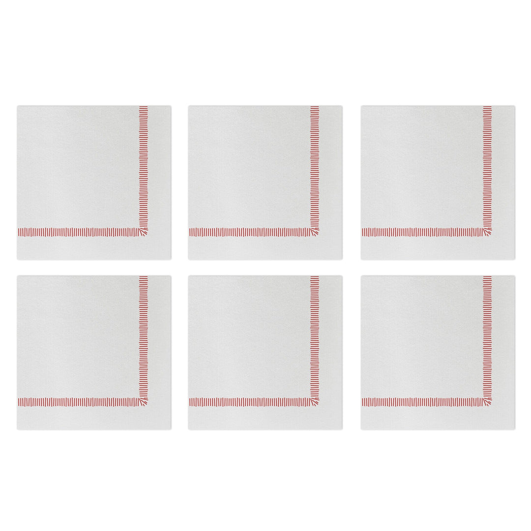 Papersoft Napkins Fringe Red Cocktail Napkins (Pack of 20) - Set of 6