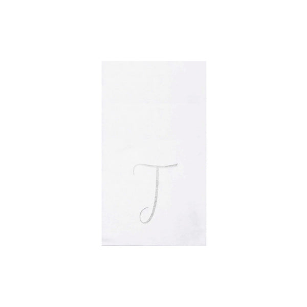 Papersoft Napkins Monogram Guest Towels Pack of 20 - T Silver