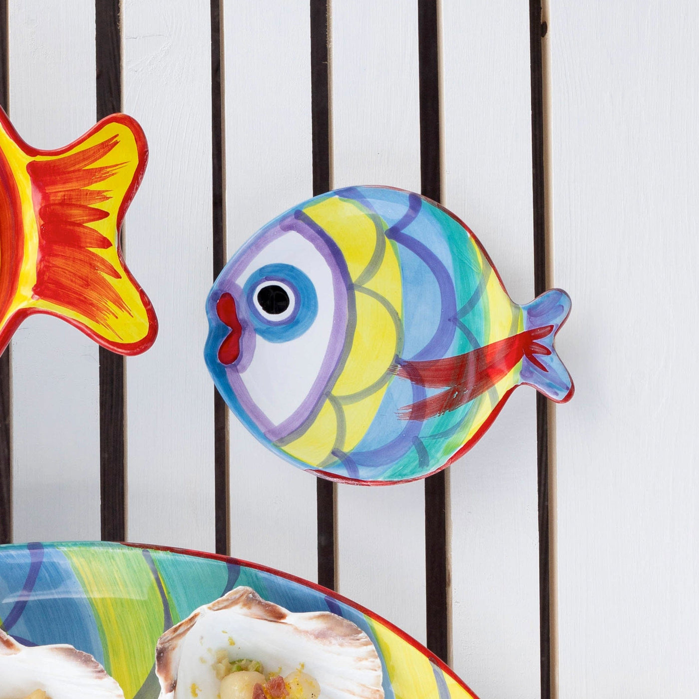 Pesci Colorati Figural Fish Canape Plate