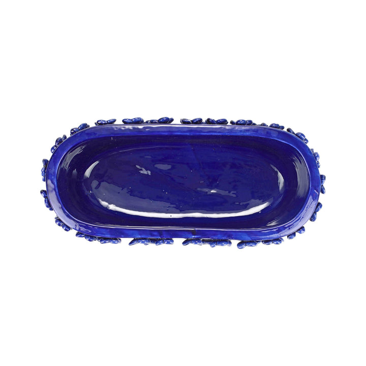 Rustic Garden Cobalt Flower Oval Planter