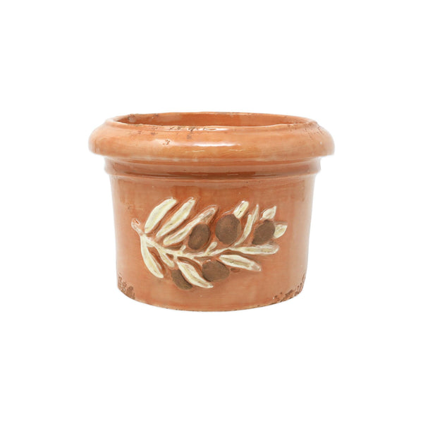 Rustic Garden Olives Brown Round Planter