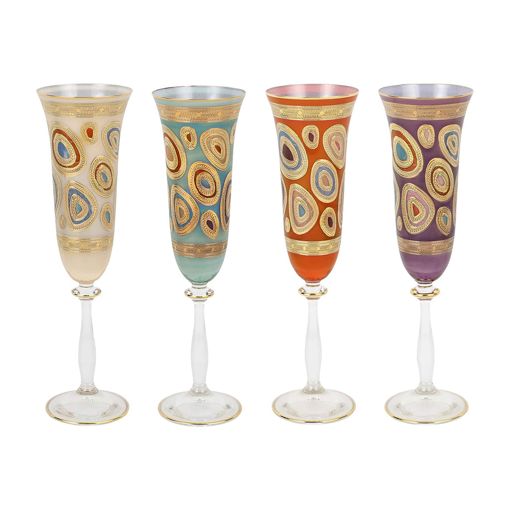 Vietri Contessa Assorted Champagne Glasses - Set of 4