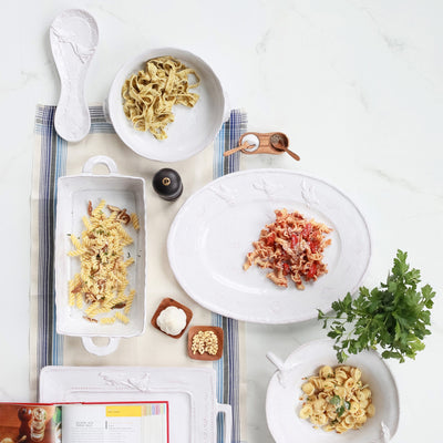 Bellezza Stone White Handled Rectangular Platter