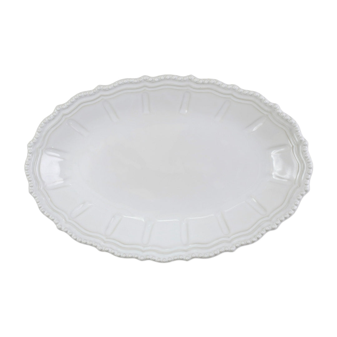 Incanto Stone White Baroque Large Oval Shallow Bowl by VIETRI