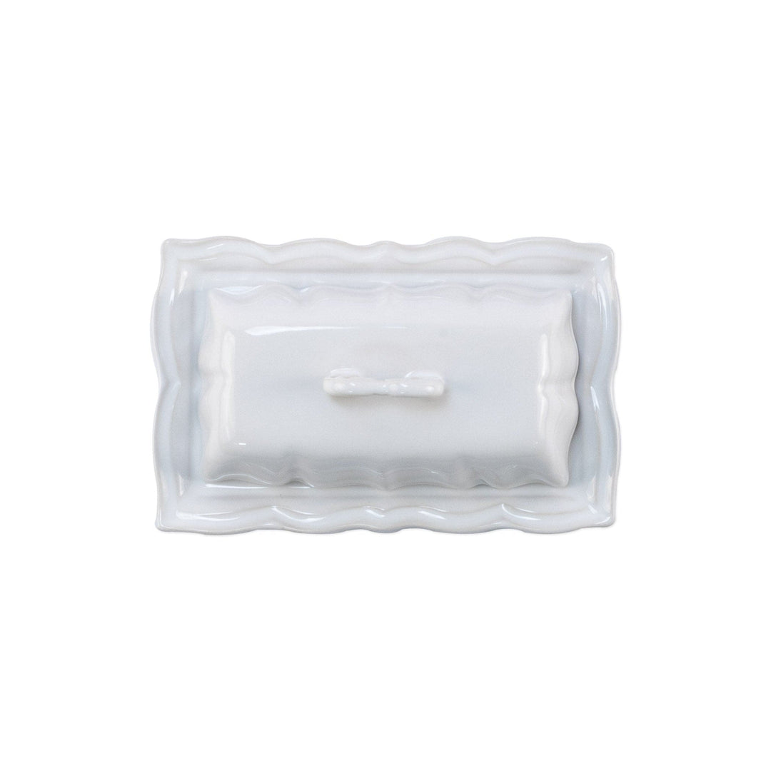 Incanto Stone White Baroque Butter Dish  by VIETRI