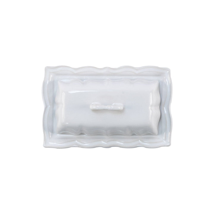 Incanto Stone White Baroque Butter Dish  by VIETRI