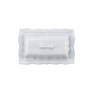 Incanto Stone White Baroque Butter Dish  by VIETRI