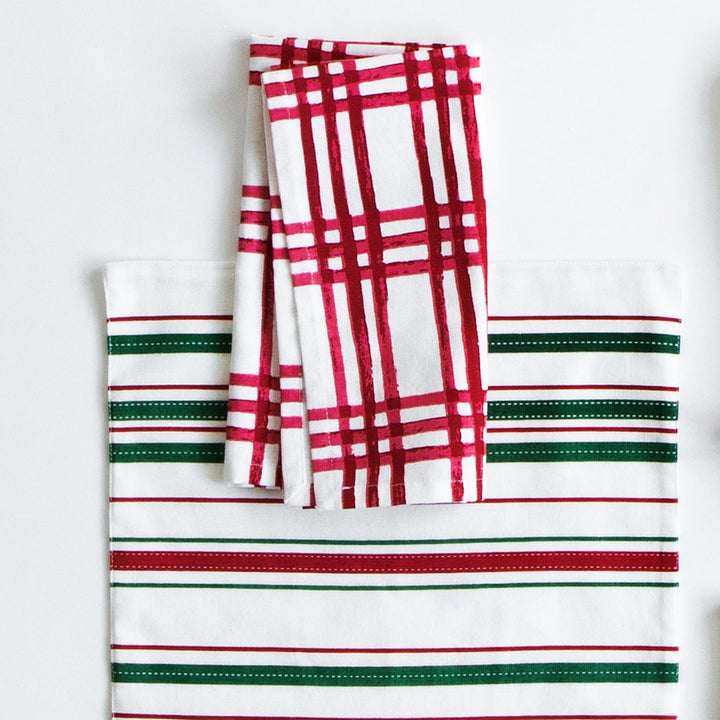 Bohemian Linens Plaid Red/White Napkins - Set of 4