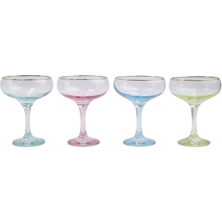 Rainbow Assorted Coupe Champagne Glasses - Set of 4